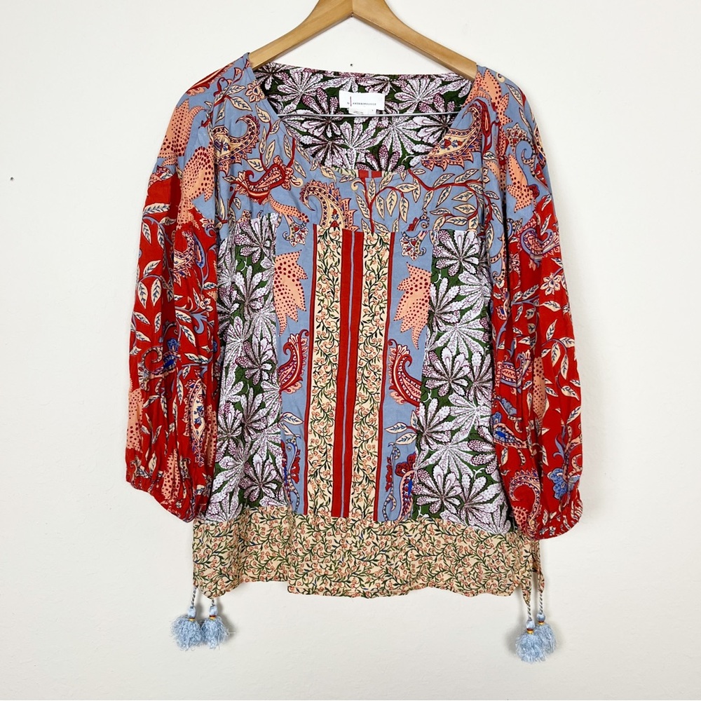 Anthropologie Sonrisa Paisley Floral Blouse Size Large - Picture 2 of 6